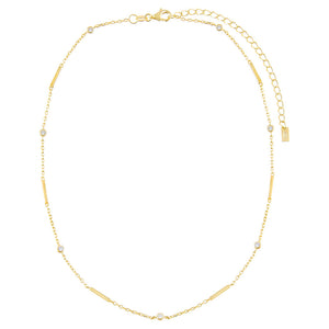  CZ Bezel Bar Necklace - Adina Eden's Jewels