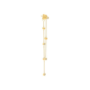14K Gold / Single Diamond Ball Chain Front Back Drop Stud Earring 14K - Adina Eden's Jewels