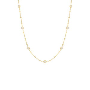 Gold CZ Bezel Ball Chain Necklace - Adina Eden's Jewels