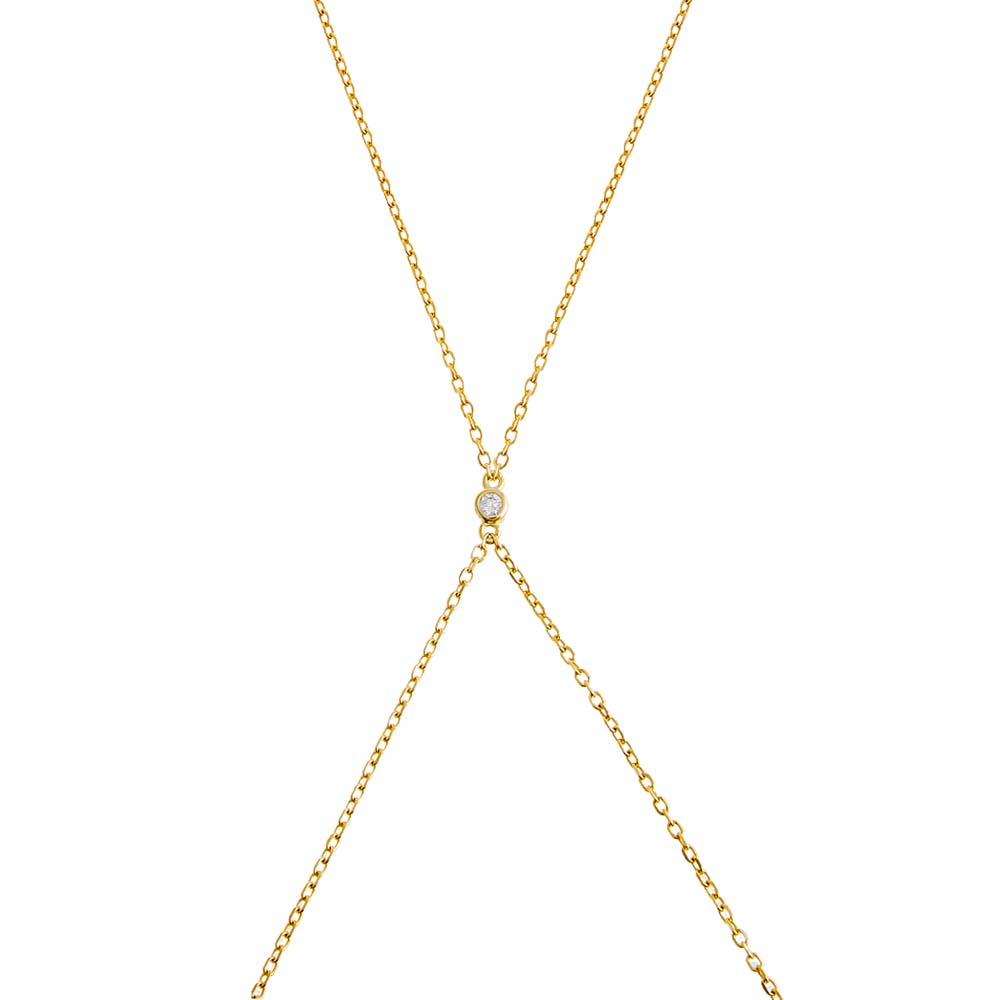 Gold Single CZ Bezel Stone Body Chain - Adina Eden's Jewels