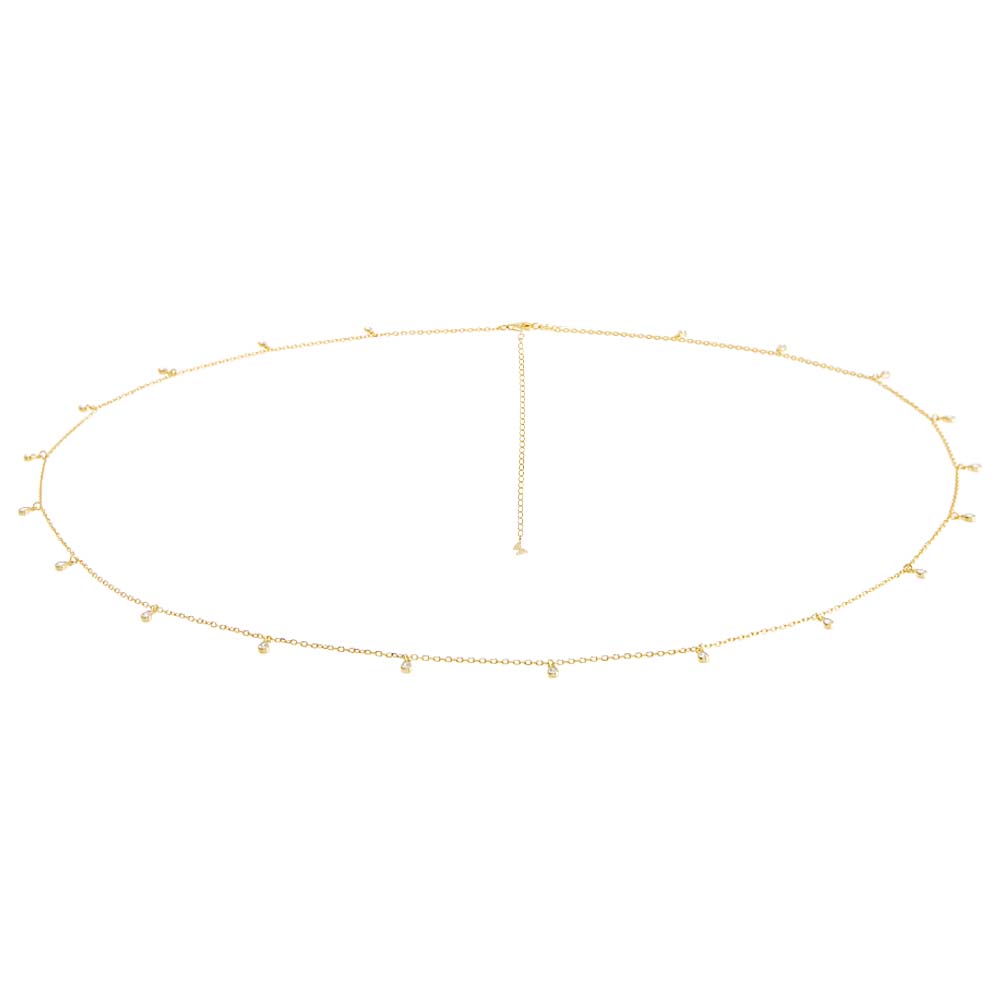  CZ Teardrop Bezel Shaker Belly Chain - Adina Eden's Jewels