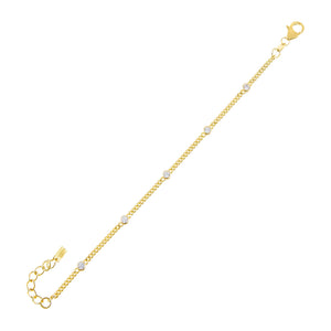 Gold CZ Bezel Cuban Chain Bracelet - Adina Eden's Jewels