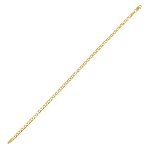 14K Gold / Mini Diamond Bezel Cuban Bracelet 14K - Adina Eden's Jewels