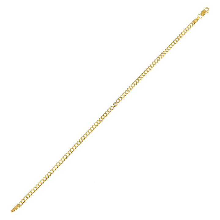 14K Gold / Mini Diamond Bezel Cuban Bracelet 14K - Adina Eden's Jewels