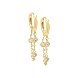 Gold Bezel Chain Huggie Earring - Adina Eden's Jewels