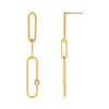 14K Gold Diamond Bezel Link Drop Earring 14K - Adina Eden's Jewels