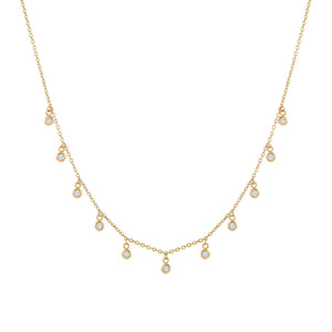 14K Gold CZ Bezel Dangling Necklace 14K - Adina Eden's Jewels
