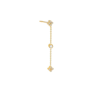 14K Gold / Single Diamond Multi Cluster Drop Down Stud Earring 14K - Adina Eden's Jewels