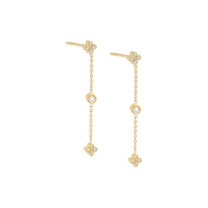 14K Gold / Pair Diamond Multi Cluster Drop Down Stud Earring 14K - Adina Eden's Jewels