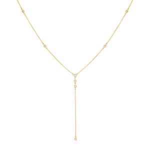 14K Gold Diamond Dainty Bezel Lariat 14K - Adina Eden's Jewels