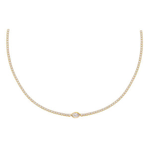 Gold / Marquise Marquise Shape Bezel Thin Tennis Choker - Adina Eden's Jewels