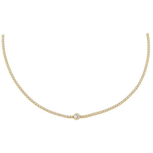 Gold / Round Round Bezel Thin Tennis Choker - Adina Eden's Jewels