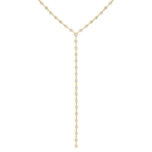 Gold CZ Bezel Chain Lariat - Adina Eden's Jewels