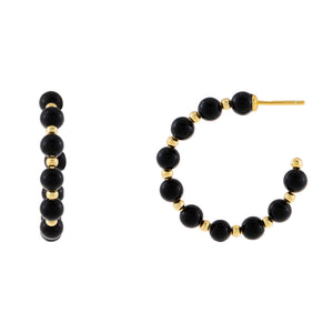 Onyx Beaded Onyx Hoop Earring - Adina Eden's Jewels