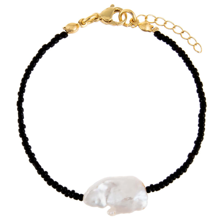 Onyx Baroque Pearl Color Beaded Anklet - Adina Eden's Jewels