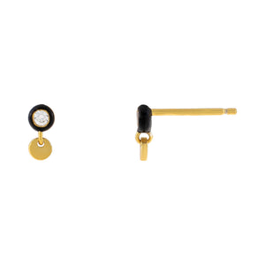 Onyx CZ Onyx Disc Stud Earring - Adina Eden's Jewels