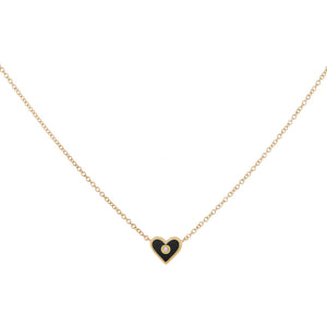  Diamond Mini Enamel Heart Necklace 14K - Adina Eden's Jewels