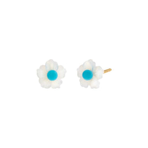 Turquoise Kids Turquoise Flower Stud Earring 14K - Adina Eden's Jewels