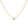  Colored Bezel Heart Link Necklace - Adina Eden's Jewels