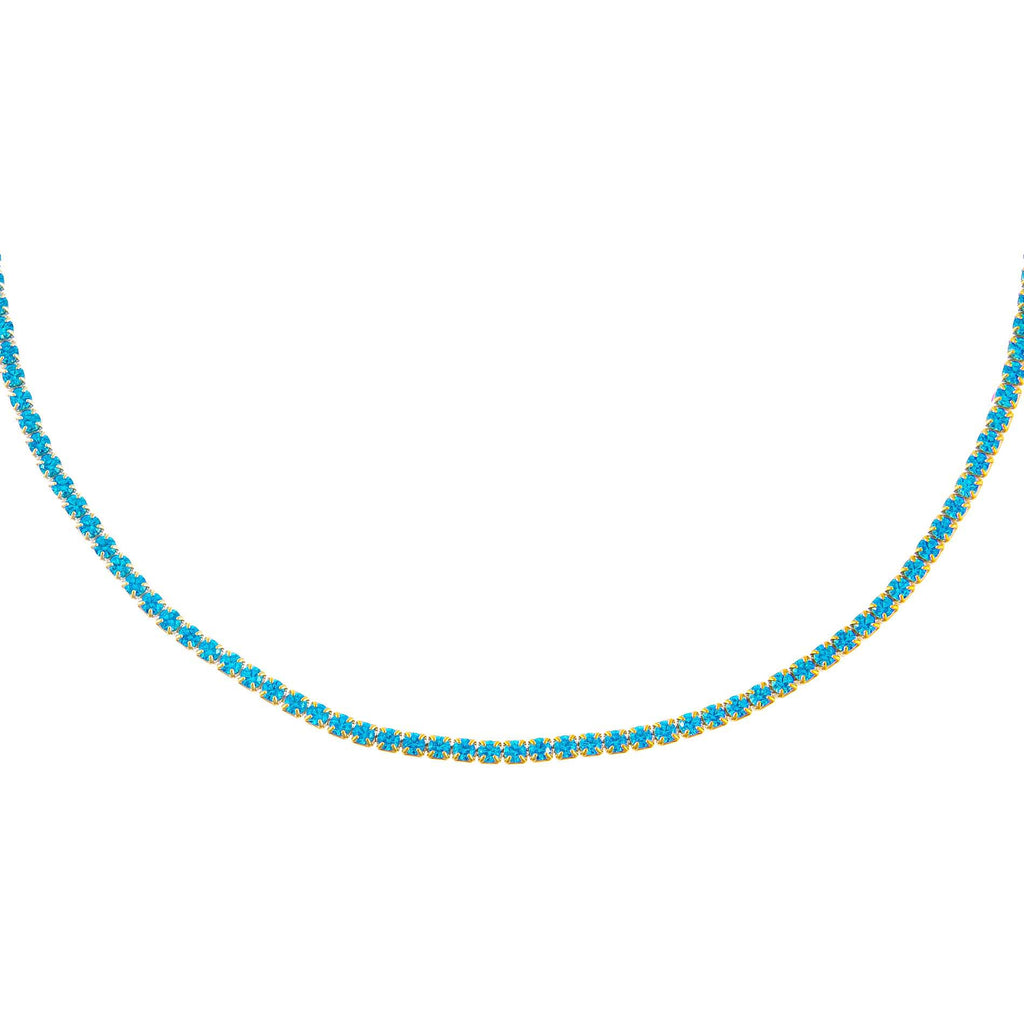 Aqua Blue Pastel Colored Thin Tennis Choker - Adina Eden's Jewels