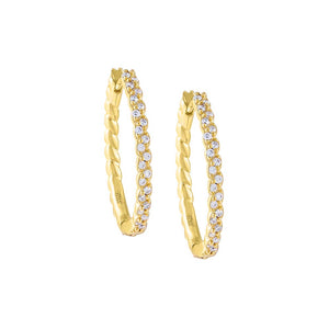 Gold Braided CZ Hoop Earrings - Adina Eden's Jewels