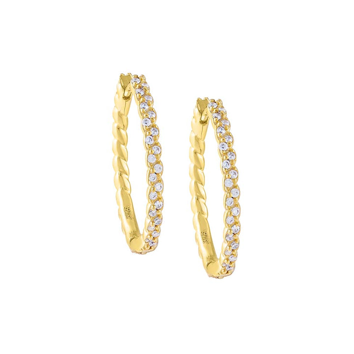 Gold Braided CZ Hoop Earrings - Adina Eden's Jewels