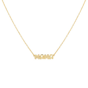 Gold MAMA Flat Bubble Name Necklace - Adina Eden's Jewels