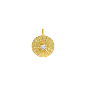 Gold CZ Lined Medallion Necklace Charm - Adina Eden's Jewels