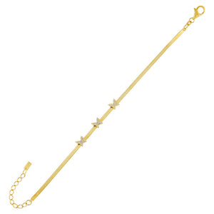 Gold Pavé Butterflies Herringbone Bracelet - Adina Eden's Jewels