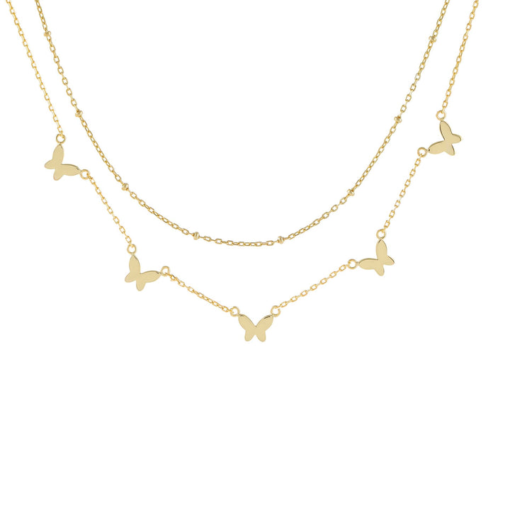 Gold Multi Butterfly X Beaded Chain Necklace - Adina Eden's Jewels