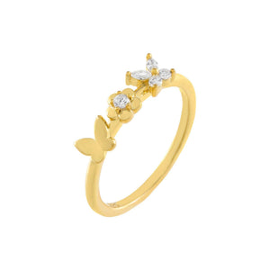 Gold Butterfly X Flower Ring - Adina Eden's Jewels