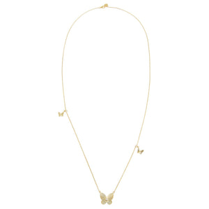  CZ Triple Butterfly Long Station Necklace - Adina Eden's Jewels