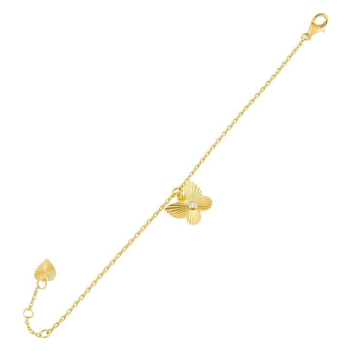 Gold CZ Ridged Butterfly Bracelet - Adina Eden's Jewels