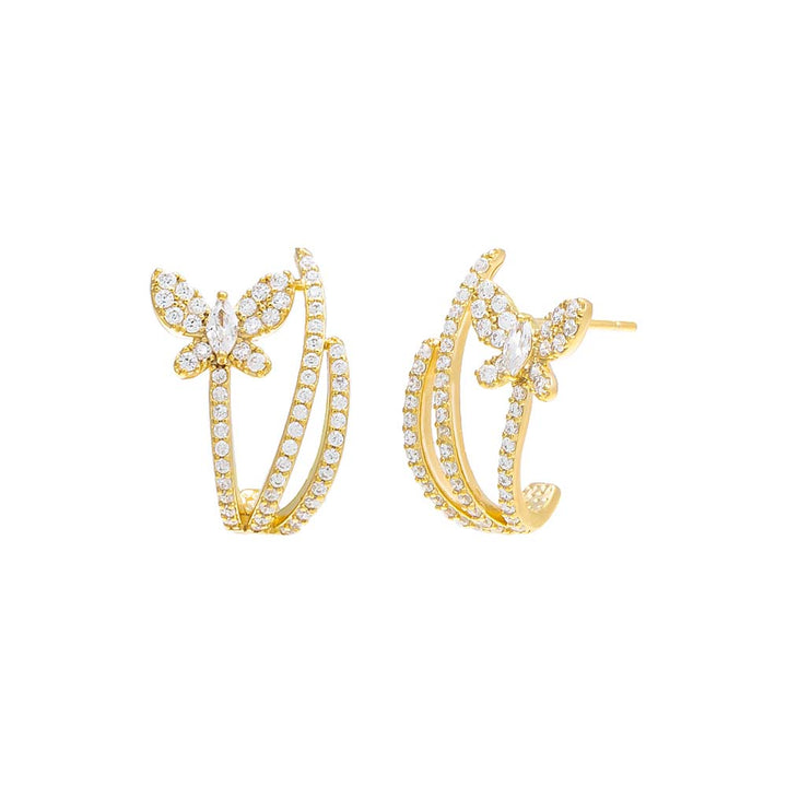  Pavé Butterfly Triple Wrap Stud Earring - Adina Eden's Jewels