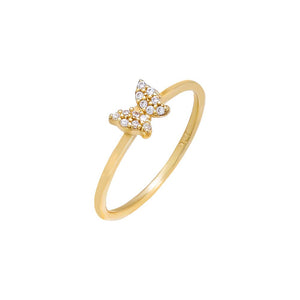 Gold / 5 Dainty Pavé Butterfly Ring - Adina Eden's Jewels
