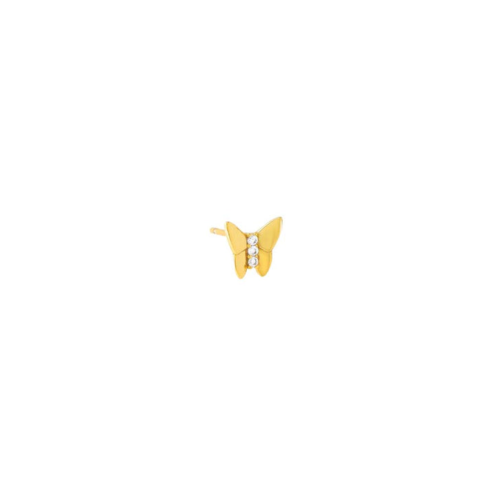 Gold / Single Mini Triple CZ Stone Butterfly Stud Earring - Adina Eden's Jewels