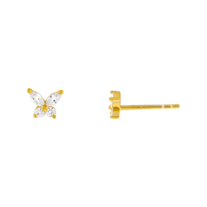 Gold Mini CZ Crystal Butterfly Stud Earring - Adina Eden's Jewels
