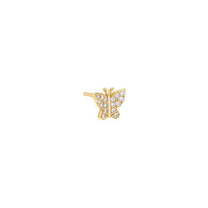 Gold / Single Mini Pavé Butterfly Stud Earring - Adina Eden's Jewels