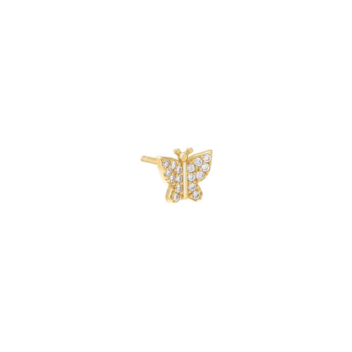 Gold / Single Mini Pavé Butterfly Stud Earring - Adina Eden's Jewels