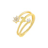 Gold / 7 CZ Flower X Butterfly Wrap Ring - Adina Eden's Jewels