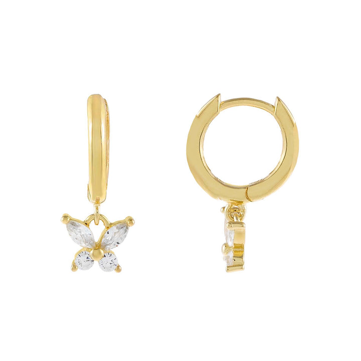 Gold CZ Crystal Butterfly Huggie Earring - Adina Eden's Jewels