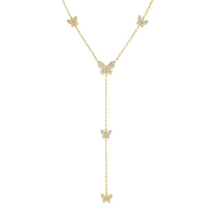 Gold Pavé Butterfly Lariat - Adina Eden's Jewels