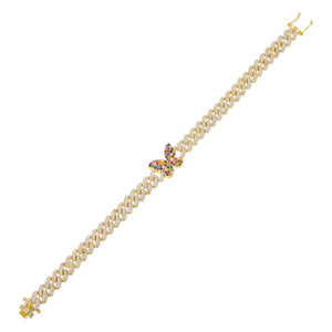 Multi-Color Pavé Rainbow Butterfly Chain Link Bracelet - Adina Eden's Jewels