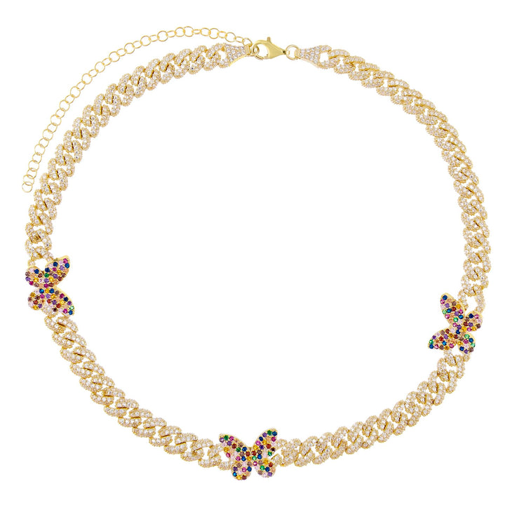  Pavé Rainbow Butterfly Chain Link Choker - Adina Eden's Jewels