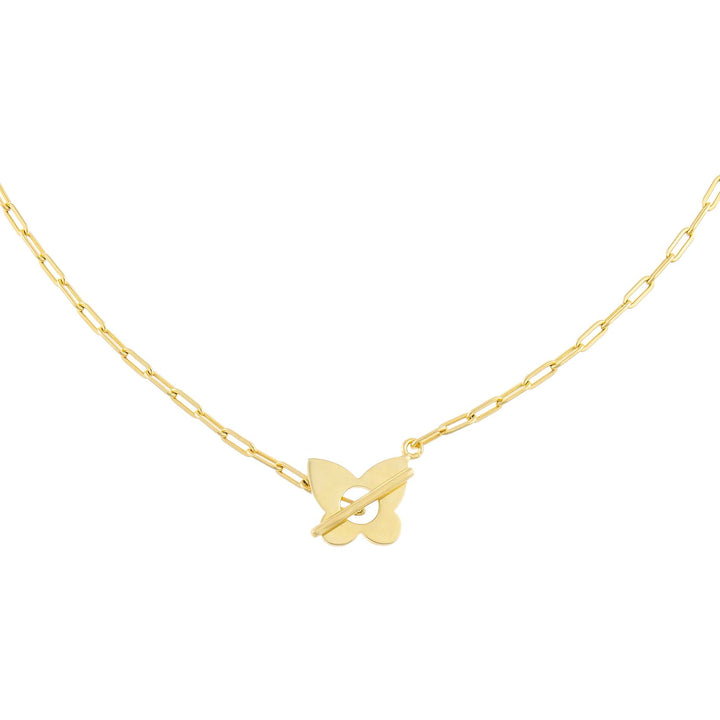 Gold Open Butterfly Toggle Link Necklace - Adina Eden's Jewels