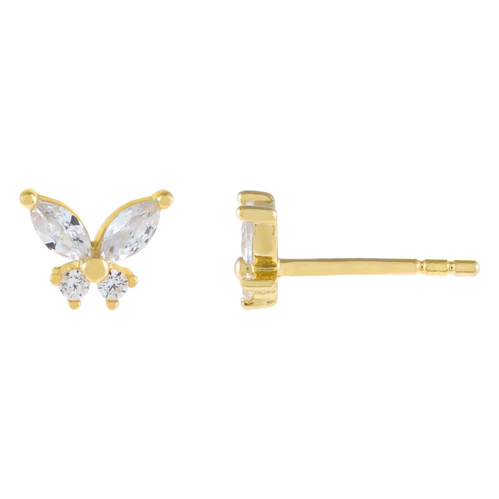 Gold CZ Crystal Butterfly Stud Earring - Adina Eden's Jewels