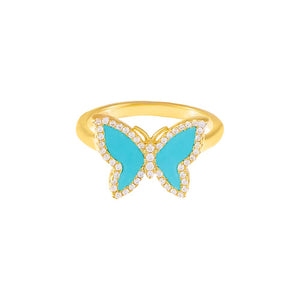  CZ Turquoise Butterfly Ring - Adina Eden's Jewels