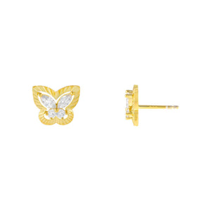 Gold CZ Illusion Butterfly Stud Earring - Adina Eden's Jewels