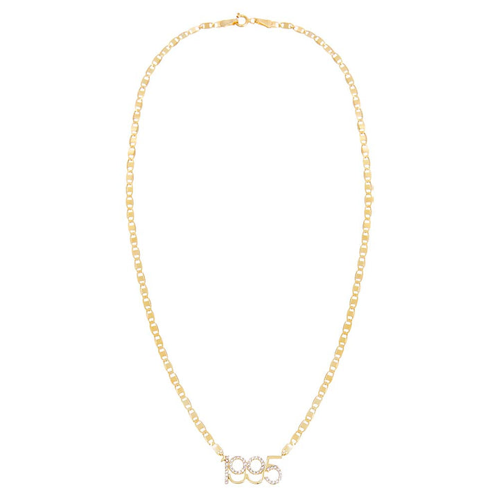  Solid X Pavé Year Nameplate Link Necklace - Adina Eden's Jewels