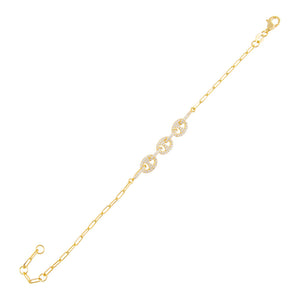 Gold Pavé Mariner Link Bracelet - Adina Eden's Jewels